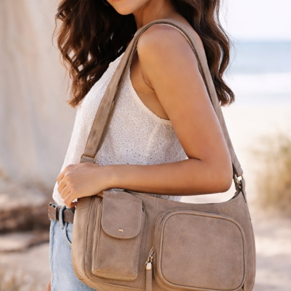✨Nevada Taupe Crossbody Bag – Minimal Boho Everyday ✨